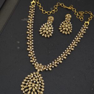 Premium matt diamond replica necklace with earings