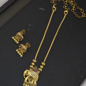 Premium matt elephant necklace with earing 