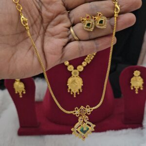 premium Matt peacock necklace with earing