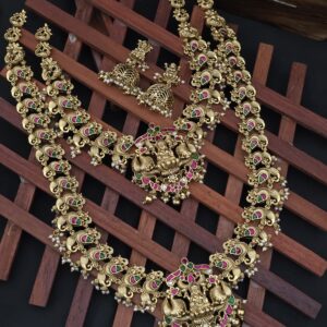 Premium  quality wedding jadavu kundan combo set