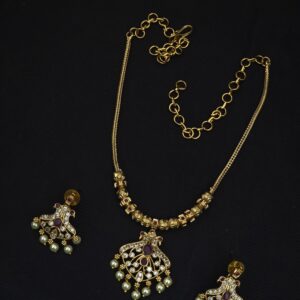 premium matt hasli peacock necklace with earings 