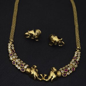 premium matt elephant ruby white kemp stone necklace