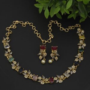 premium matt Navarathana necklace with earings