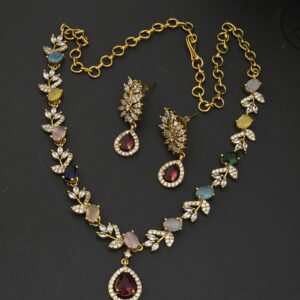 premium matt Navarathana necklace with earings 