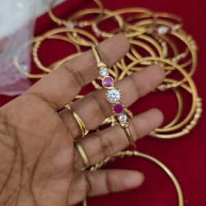  premium foaming white and ruby stone bangle 