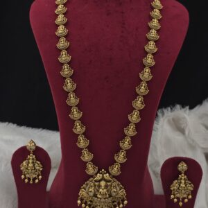 Premium matt antique nakshi temple haram with earing 