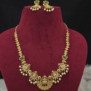 Premium matt lakshmi necklace with earing 