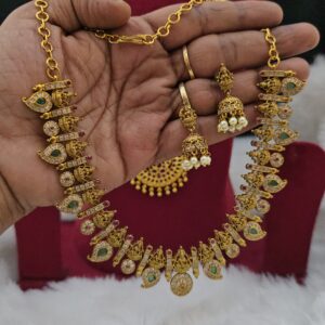 Premium quality antique Ruby emerald nakshi necklace
