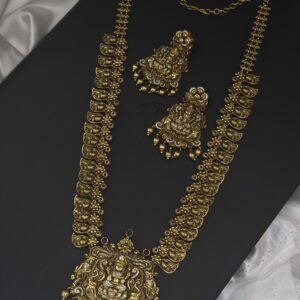  premium matt real gold nagas haram with earings 