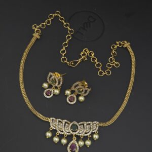 premium matt lotus necklace with earings