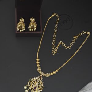 premium matt peacock necklace with earings 