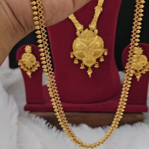  premium matt ruby stone haram with earings 