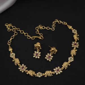 premium matt elephant necklace with earings 