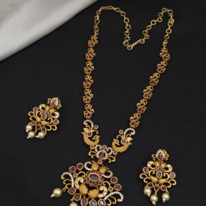 premium matt peacock necklace with earings 