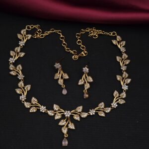 Premium matt leaf necklace with earings 