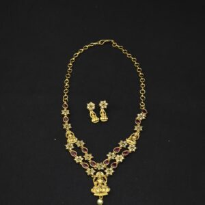 Premium matt lakshmi stone necklace with earings