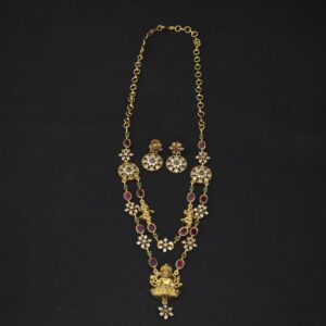 Premium matt lakshmi stone necklace with earings