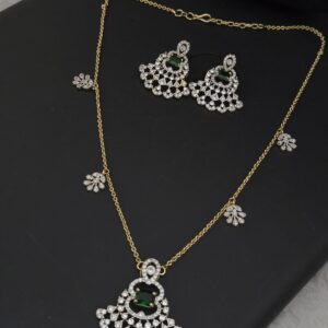 Premium matt emerald necklace with earings 