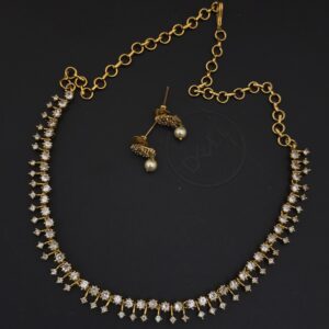 premium matt ad white stone necklace with earings