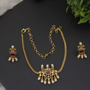 premium matt thickline necklace with earings 