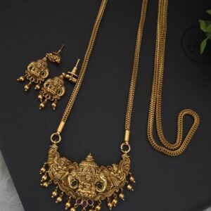 premium matt 32 Inch lakshmi dollar chain with earings 