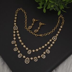 Premium matt diamond replica 2 layer necklace 