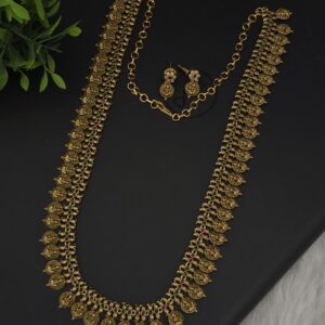 Premium matt ad stone lakshmi long haram with earings