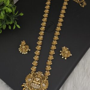  Premium matt lakshmi long haram with earings 