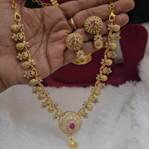 Premium matt ad stone necklace with earings