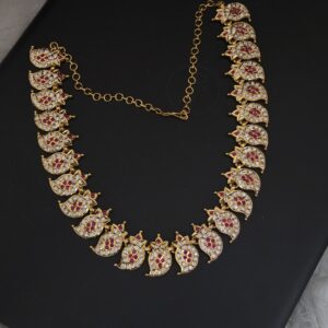  Premium impon white and ruby stone necklace 