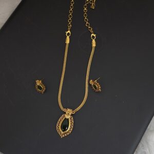 Premium matt palak necklace with earings