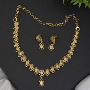 Premium matt diamond replica necklace with earings