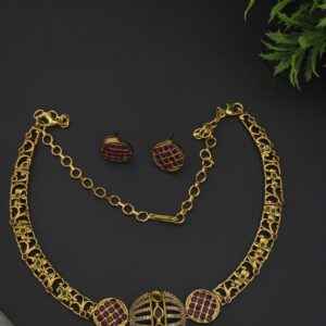 premium matt guntan necklace with earings 