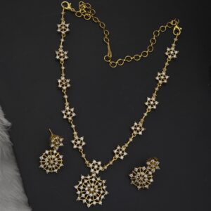 Premium matt diamond replica necklace with earings 