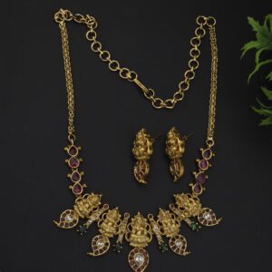 Premium matt lakshmi necklace with earings 