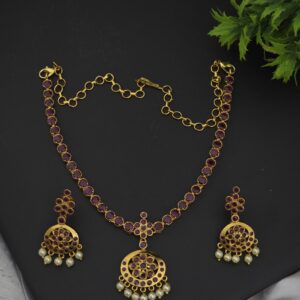 premium impon ruby attigai with earings 