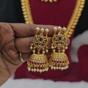  Premium quality kundan stone jhumka comes antique finish