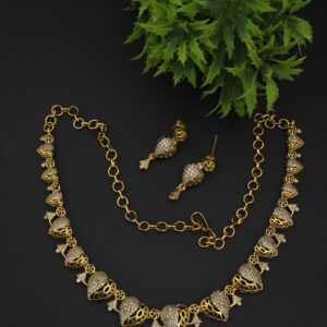 premium matt ad stone heart necklace with earings