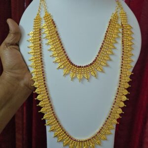 Premium Foaming Ruby kerela combo set   comes  necklace and haram