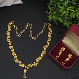 Premium foaming leaf necklace with earings