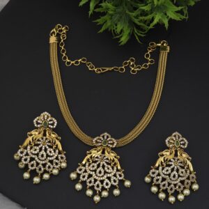 premium matt ad stone thickline necklace with earings