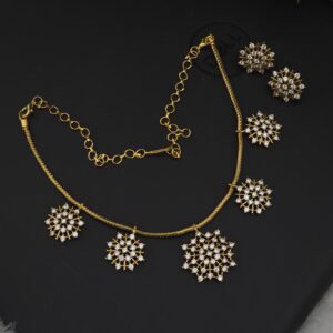  Premium matt diamond replica necklace with earings 