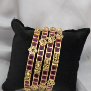 Premium Ruby kemp lakshmi bangle 1 pair