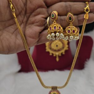 premium matt thickline palak necklace with earings christmas special 