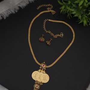 premium foaming coin necklace with stud 