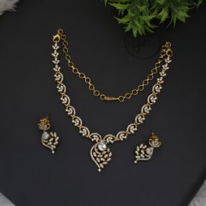 premium matt diamond replica necklace with earings 