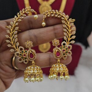 Premium matt ad stone cuff jhumka