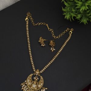 Premium matt stone necklace with earings 