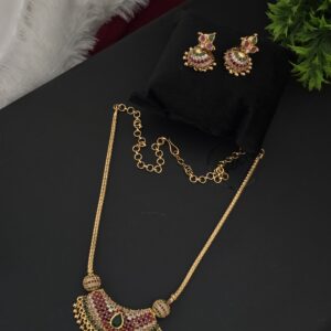 Premium matt ad stone necklace with jhumka