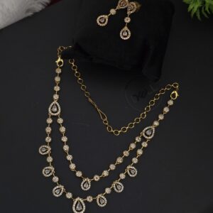  Premium matt ad stone necklace with earings